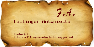 Fillinger Antonietta névjegykártya